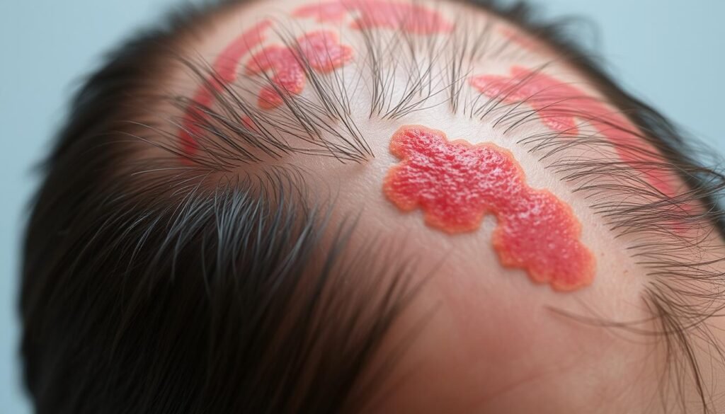 red scalp and hair loss